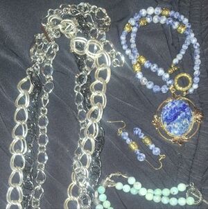 Silver and Blue Beaded Jewelry Set